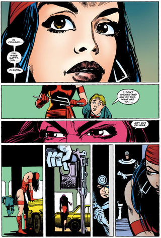 The page right before the moment where Elektra dies in Daredevil #181.